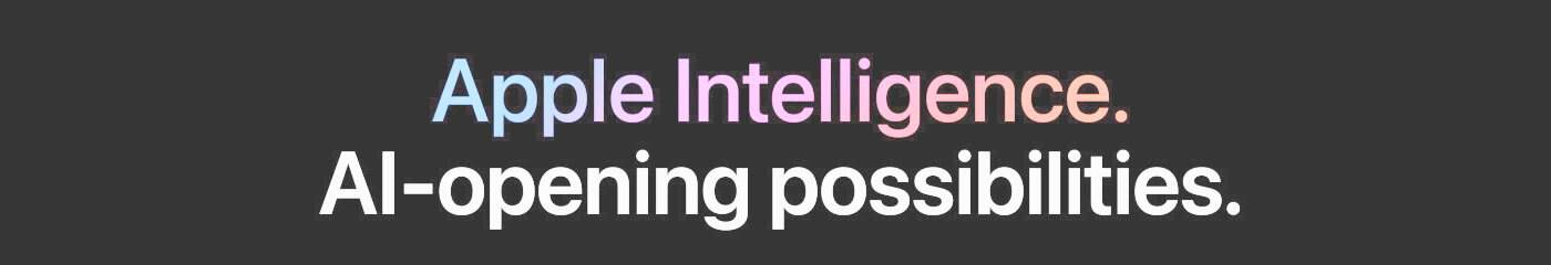 شعار أبل الذكاء الاصطناعي مع نص "AI-opening possibilities".
